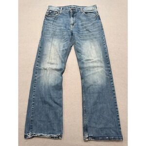 Bluenotes Jeans Men's 32x32 Blue Denim Medium Wash Straight Leg Cotton Whiskered